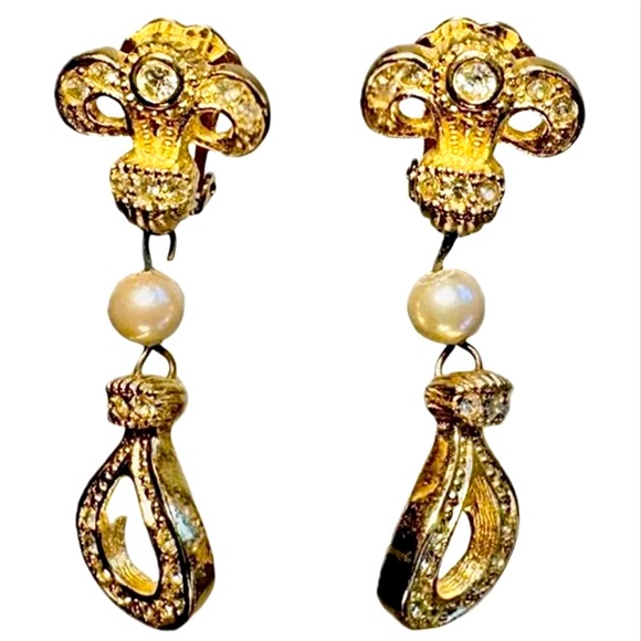 Dior vintage gold-plated drop  crystal earrings, circa 1980s - Picture 1 of 7